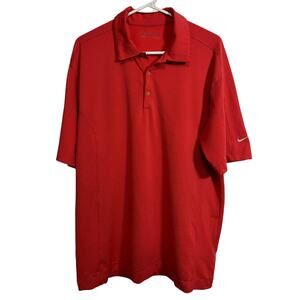Nike Golf Polo Shirt Mens Medium Coral Red Dri Fit Victoria National Golf Club